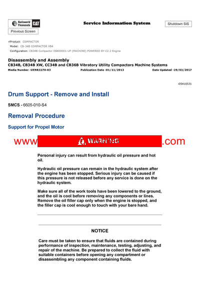 DOWNLOAD CATERPILLAR CB-34B COMPACTOR SERVICE REPAIR MANUAL XB4