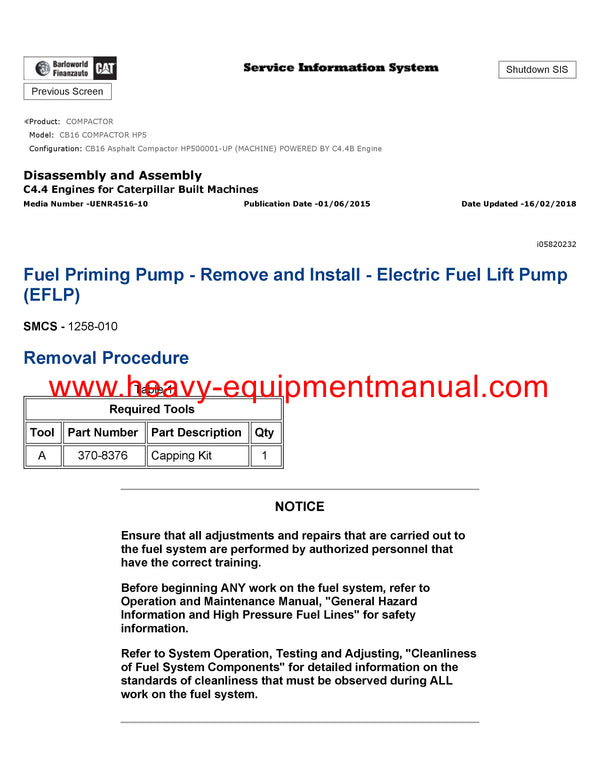 DOWNLOAD CATERPILLAR CB16 COMPACTOR SERVICE REPAIR MANUAL HP5