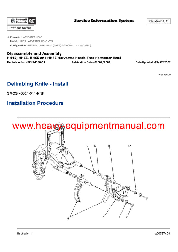 DOWNLOAD CATERPILLAR HH55 HARVESTER HEAD SERVICE REPAIR MANUAL CFS