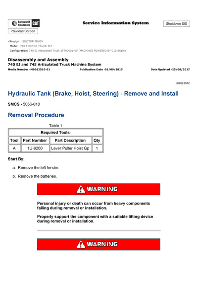 Download Caterpillar 740 Ejector Truck Service Repair Manual 3F7