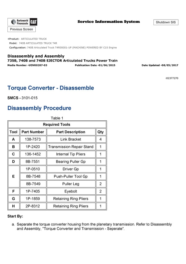 Download Caterpillar 740B ARTICULATED TRUCK Service Repair Manual T4R