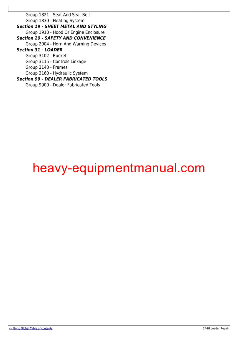 John Deere 244H 4WD Wheel Loader Technical Service Repair Manual TM1629 John Deere 244H 4WD Wheel Loader Technical Service Repair Manual TM1629