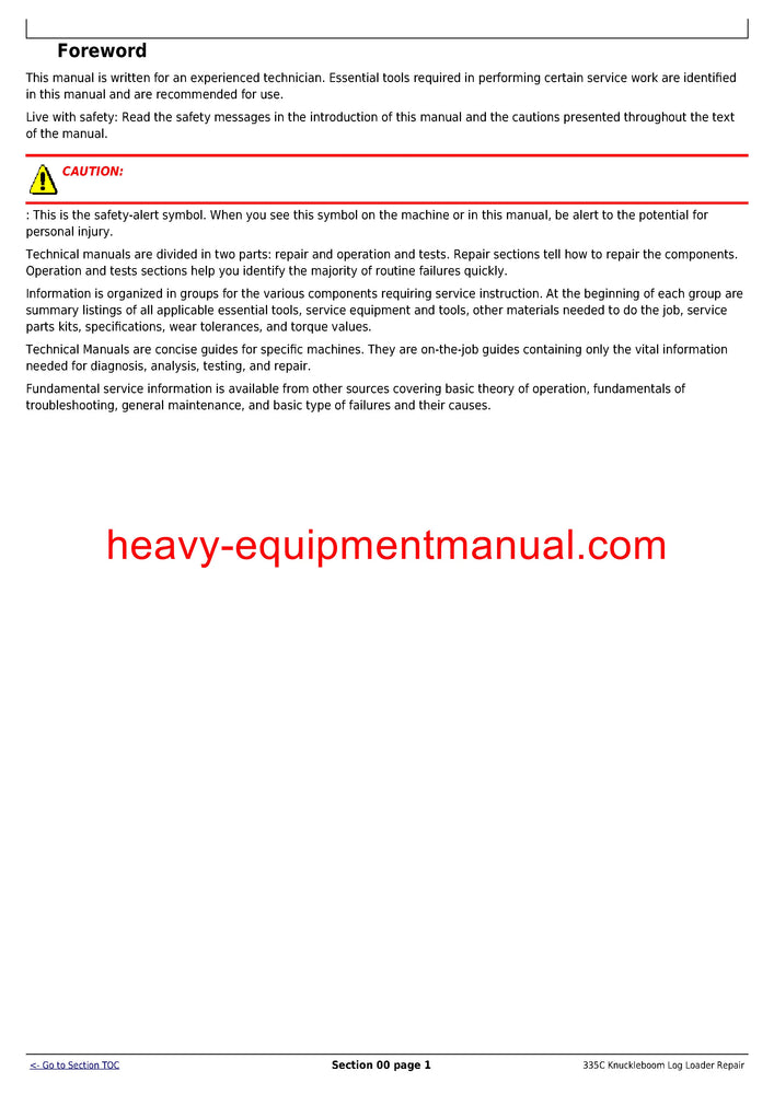 John Deere Timberjack 335C Knuckleboom Trailer Mount Log Loader Service Repair Technical Manual TM2293
