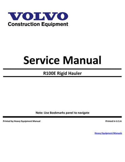 Volvo R100E Rigid Hauler Service Repair Manual Download PDF
