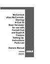 Case IH Tractor Bean – Includes Parts List – Farmall Model A Cub 33 Operator’s Manual 1006826R2