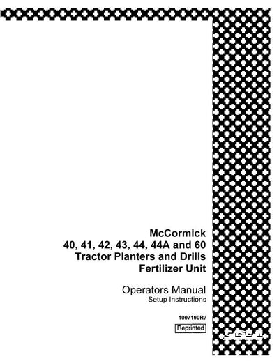 Case IH Tractor Fertilizer Unit for Tractor Planter and Drills Operator’s Manual 1007190R7