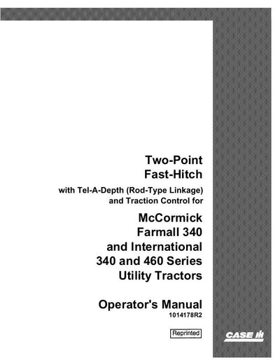 Case IH Tractor Two Point Fast Hitch With Tel A Depth And Traction Control – IH Operator’s Manual 1014178R2