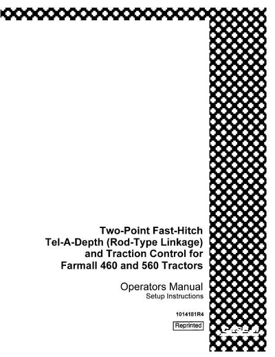 Case IH Tractor Farmall Two Point Fast Hitch With Tel A Depth – IH Operator’s Manual 1014181R4
