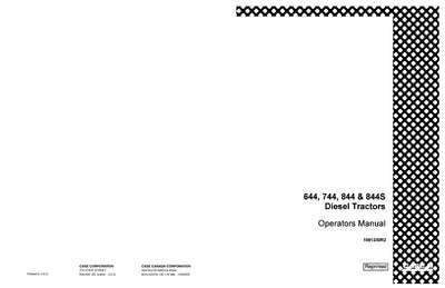 Case IH Tractor 644 744 844 844S Diesel Operator’s Manual 1091240R2