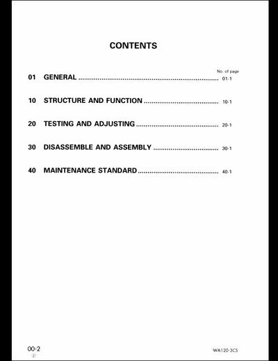 1997 Komatsu WA120-3CS Wheel Loader Service Repair Shop Manual