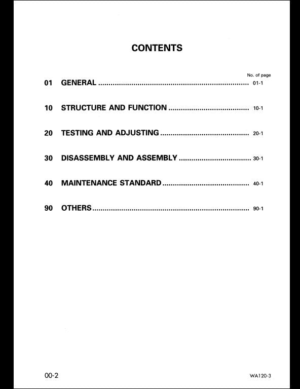 1999 Komatsu WA120-3 Wheel Loader Service Repair Shop Manual