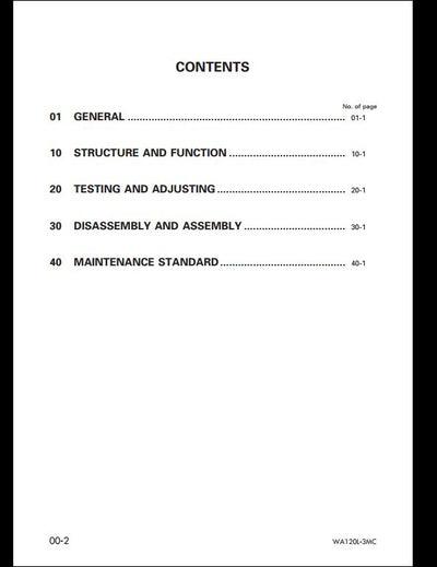 2002 Komatsu WA120L-3MC Wheel Loader Service Repair Shop Manual