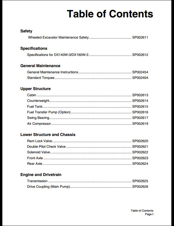 2012 Doosan DX140W-3, DX160W-3 Wheeled Excavator Workshop Service Repair Manual