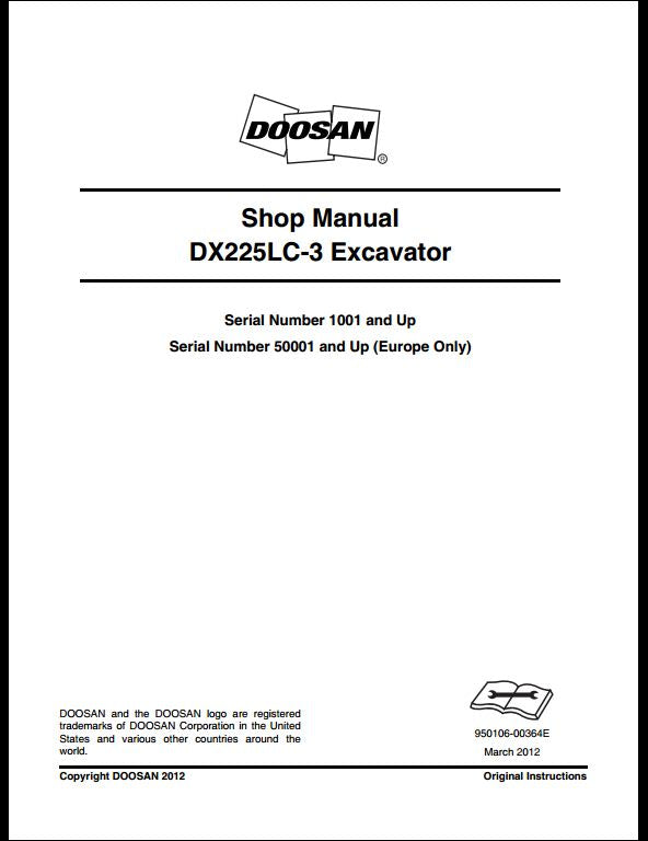 2012 Doosan DX225LC-3 Crawled Excavator Workshop Service Repair Manual