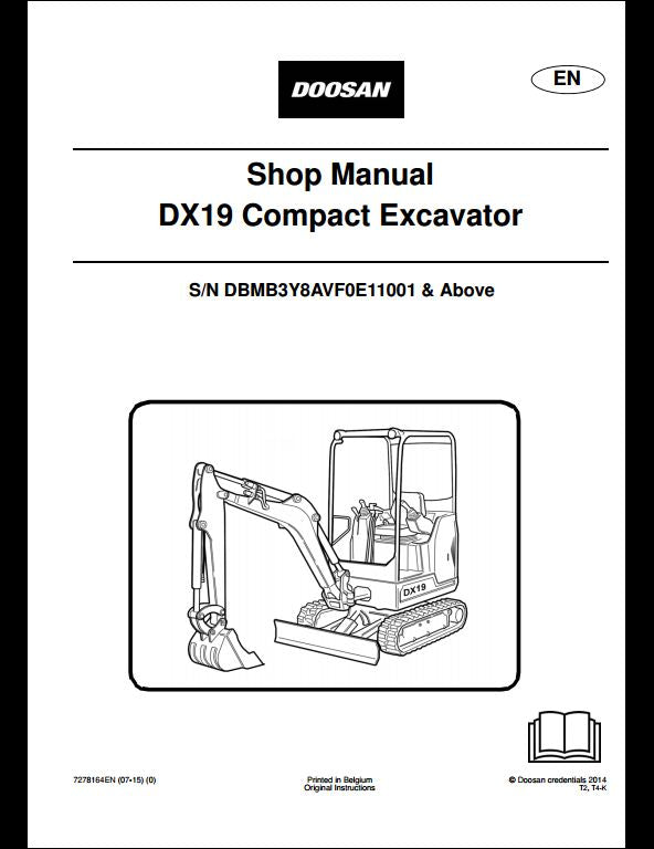 2014 Doosan DX19 Compact Crawled Excavator Workshop Service Repair Manual