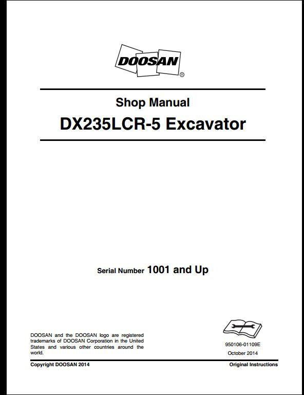 2014 Doosan DX235LCR-5 Crawled Excavator Workshop Service Repair Manual