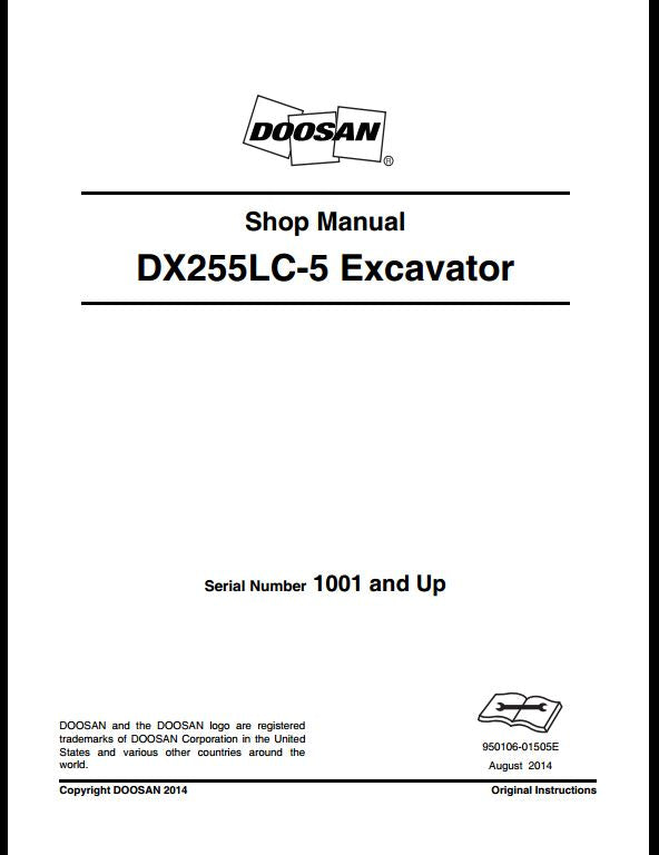 2014 Doosan DX255LC-5 Crawled Excavator Workshop Service Repair Manual
