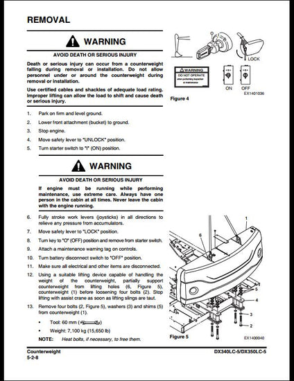  2014 Doosan DX340LC-5, DX350LC-5 Crawled Excavator Workshop Service Repair Manual