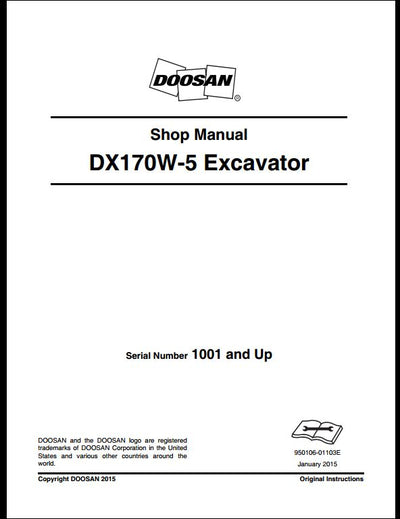 2015 Doosan DX170W-5 Wheeled Excavator Workshop Service Repair Manual