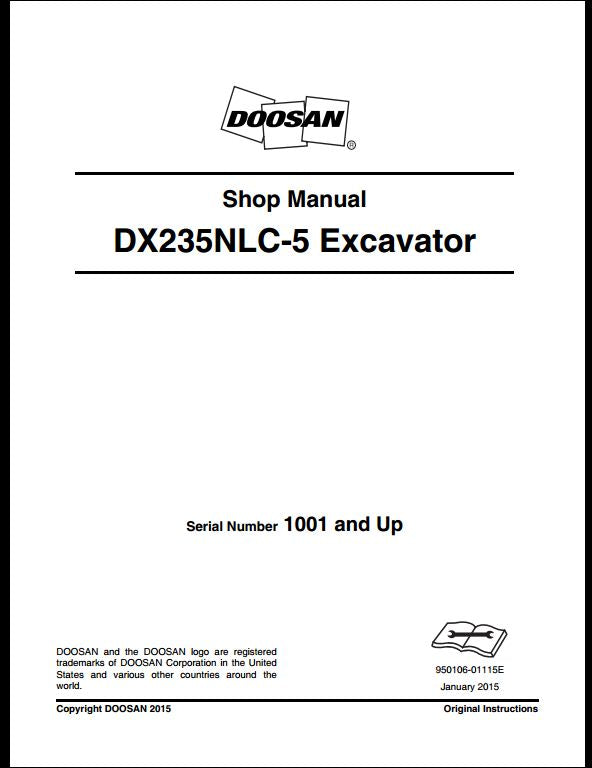 2015 Doosan DX235NLC-5 Crawled Excavator Workshop Service Repair Manual