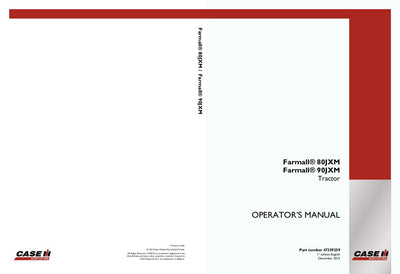 Case IH Tractor Farmall 80JXM 90JXM Operator’s Manual 47359259