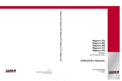Case IH Tractor Magnum 235 260 290 315 340 Operator’s Manual 47378333