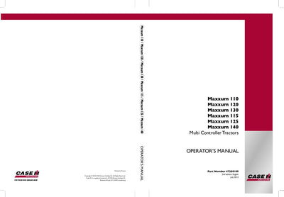 Case IH Tractor Maxxum 110 120 130 115 125 140 Multi Controller Operator’s Manual 47380109