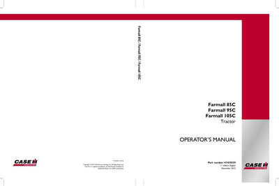 Case IH Tractor Farmall 85C 95C 105C Operator’s Manual 47435559
