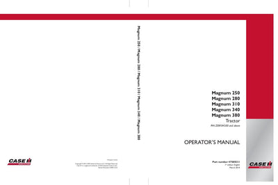 Case IH Tractor Magnum 250 280 310 340 380 Operator’s Manual 47585531