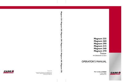 Case IH Tractor Magnum 235, 260, 290, 315, 340, 370 Operator’s Manual 47596084