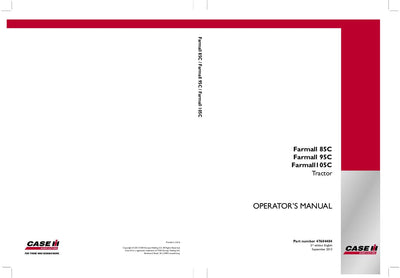 Case IH Tractor Farmall 85C 95C 05C Operator’s Manual 47604404
