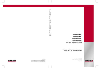 Case IH Tractor Farmall 85C 95C 105C 115C Operator’s Manual 47604538