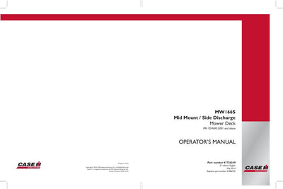 Case IH Tractor MW166S Mid Mount Side Discharge Mower Deck Operator’s Manual 47726369