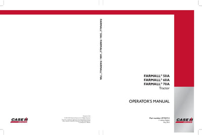 Case IH Tractor FARMALL 50A 60A 70A Operator’s Manual 47752713