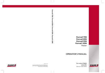 Case IH Tractor Farmall 75N 85N 95N 105N Operator’s Manual 47768392