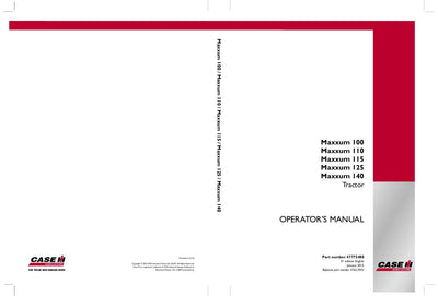 Case IH Tractor Maxxum 100 110 115 125 140 Operator’s Manual 47775480