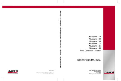 Case IH Tractor Maxxum 110,120,130,115,125,140 Multi Controller Operator’s Manual 47775488
