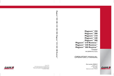 Case IH Tractor Magnum 250 280 310 340 380 Magnum 310 340 380 Rowtrac Operator’s Manual 47824517