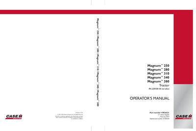 Case IH Tractor Magnum 250 280 310 340 380 Operator’s Manual 47824521