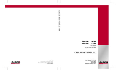 Case IH Tractor Farmall 105U 115U Operator’s Manual 47873733