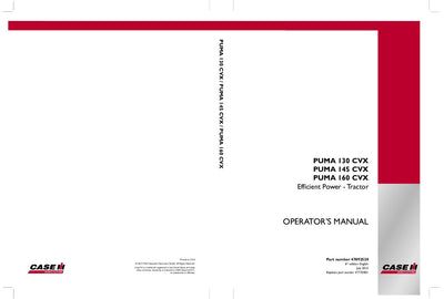 Case IH Tractor PUMA 130 CVX145 CVX 160 CVX Efficient Power Operator’s Manual 47892520