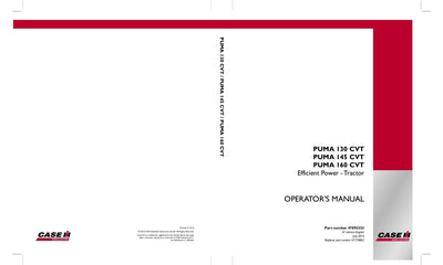Case IH Tractor PUMA 165 145 160 Efficient Power-Tractor Operator’s Manual 47892553