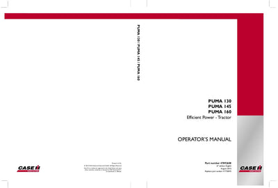 Case IH Tractor PUMA 130, 145, 160 Efficient Power Operator’s Manual 47892608