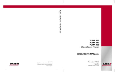 Case IH Tractor PUMA 130, 145, 160 Efficient Power Operator’s Manual 47892652