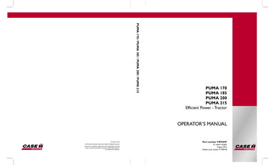Case IH Tractor PUMA 170,185,200,215 Efficient Power Operator’s Manual 47894297