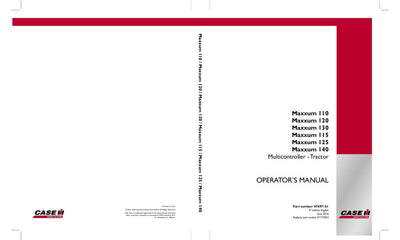 Case IH Tractor Maxxum 110 120 130 115 125 140 Multicontroller Operator’s Manual 47897161