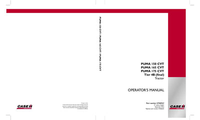 Case IH Tractor PUMA 150 CVT,165 CVT,175 CVT Tier 4B Operator’s Manual 47948767