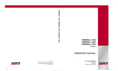 Case IH Tractor FARMALL 110A 120A 130A Operator’s Manual 47952265