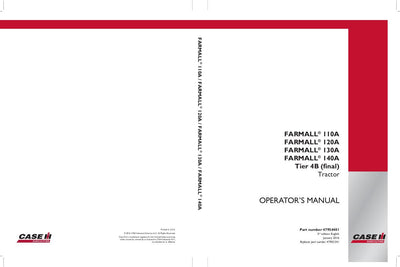 Case IH Tractor Farmall 110A 120A 130A 140A Tier 4B (final) Operator’s Manual 47954401