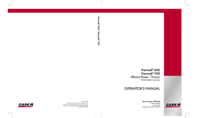 Case IH Tractor Farmall® 65C Farmall® 75C Operator’s Manual 47955165